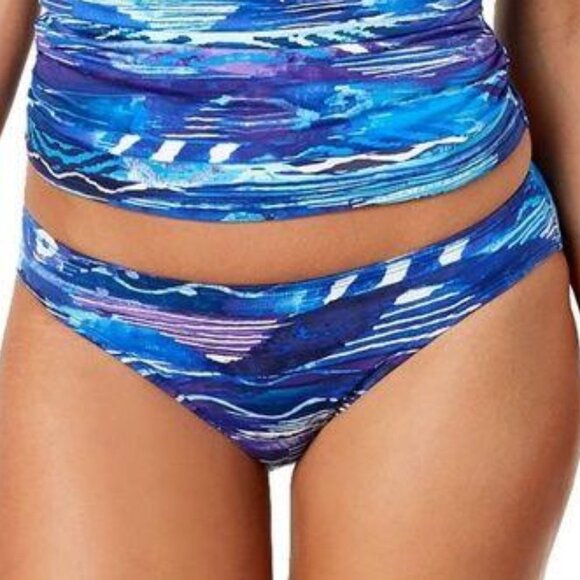 NWT Lauren Ralph Lauren Bikini Bottoms Women's Size 14 Calypso Full Blue Large - Picture 1 of 10